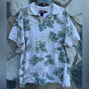 Chaps Ralph Lauren Hawaiian Shirt Sz XL Men Cotton Polo Textured Resort Vacation